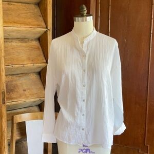 Eileen Fisher White 100% Cotton Gauze Button-Up Women's Top